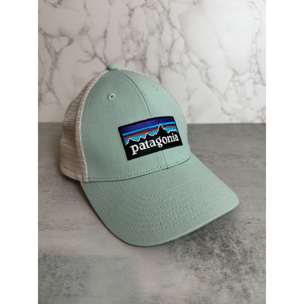 Patagonia Hat Unisex OS Mint Green P-6 Logo LoPro Trucker Snapback Mesh Cap